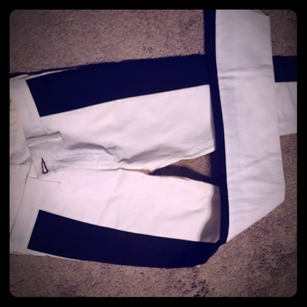 WHITE Denim with Black Stripe